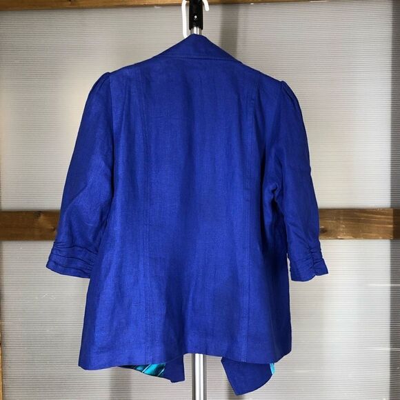 Marks & SPENCER PER UNA Linen Open Blazer Cobalt Blue Sz 16‎ - Picture 2 of 8